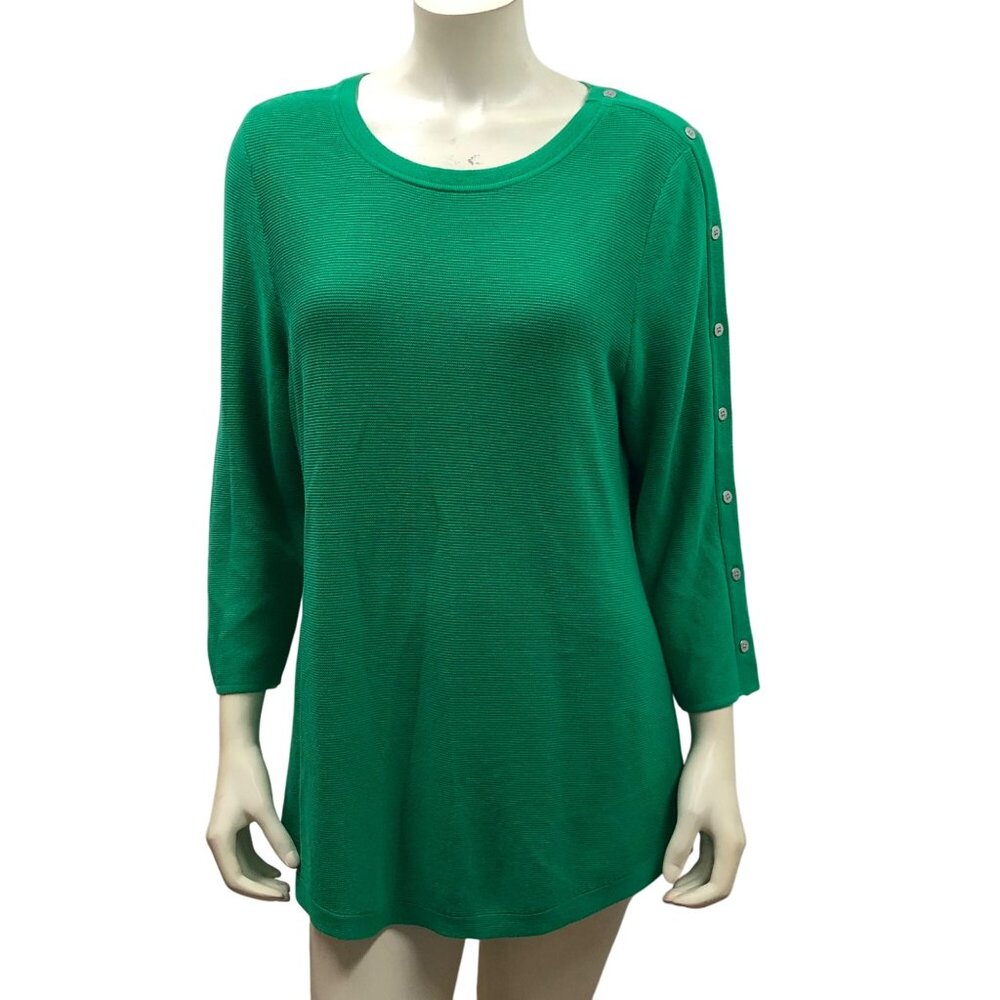 Talbots $79‎ Womens Tunic Sweater Button Detail On Sleeves Size L NWT